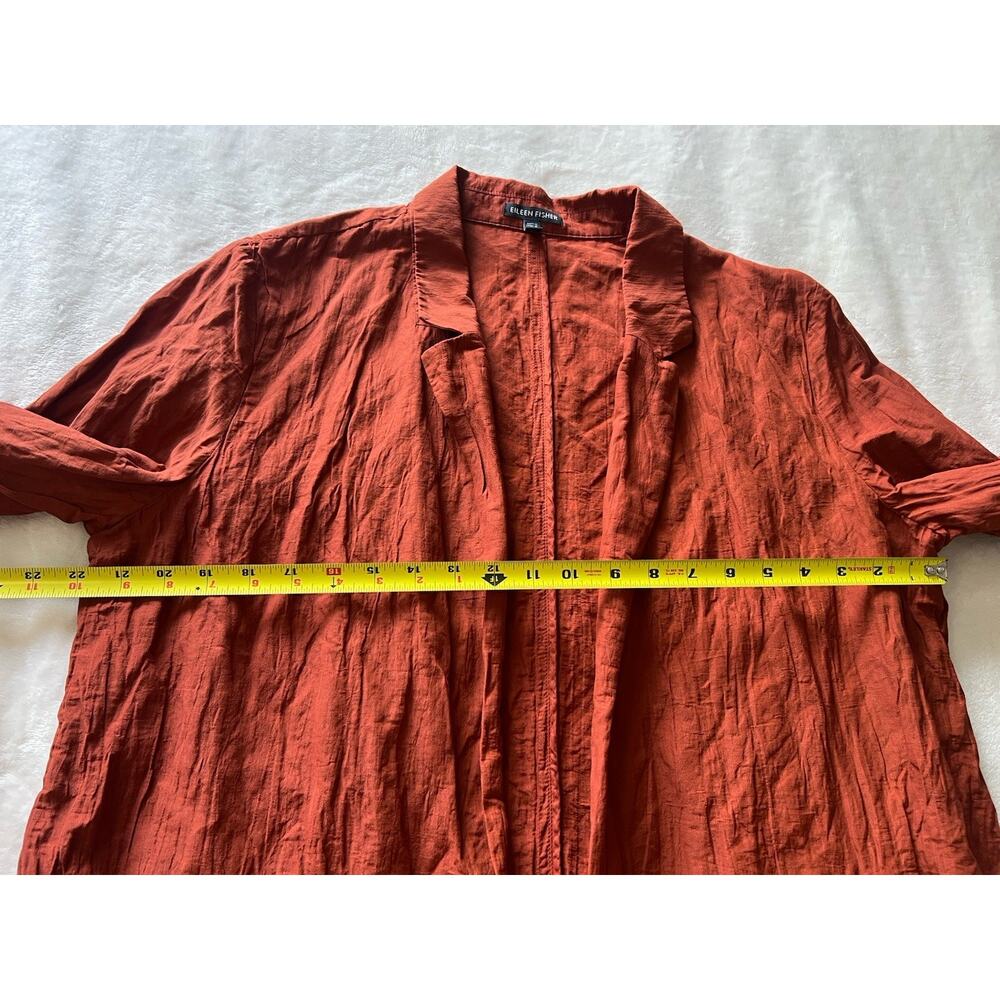 Eileen Fisher Sz Large Paprika Rumpled Organic Cotton Steel Notch Collar Jacket - Picture 13 of 15